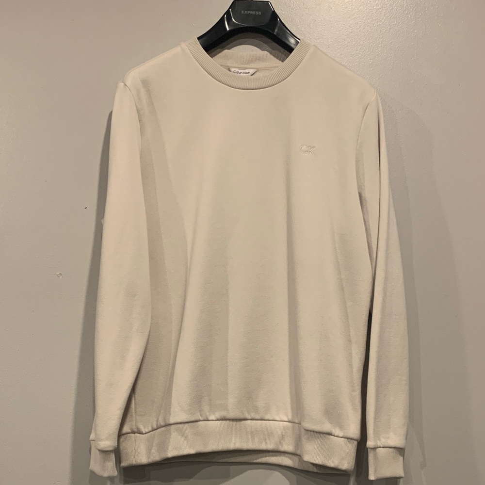 NWT Calvin Klein Men's Beige Crewneck Sweater sz Medium